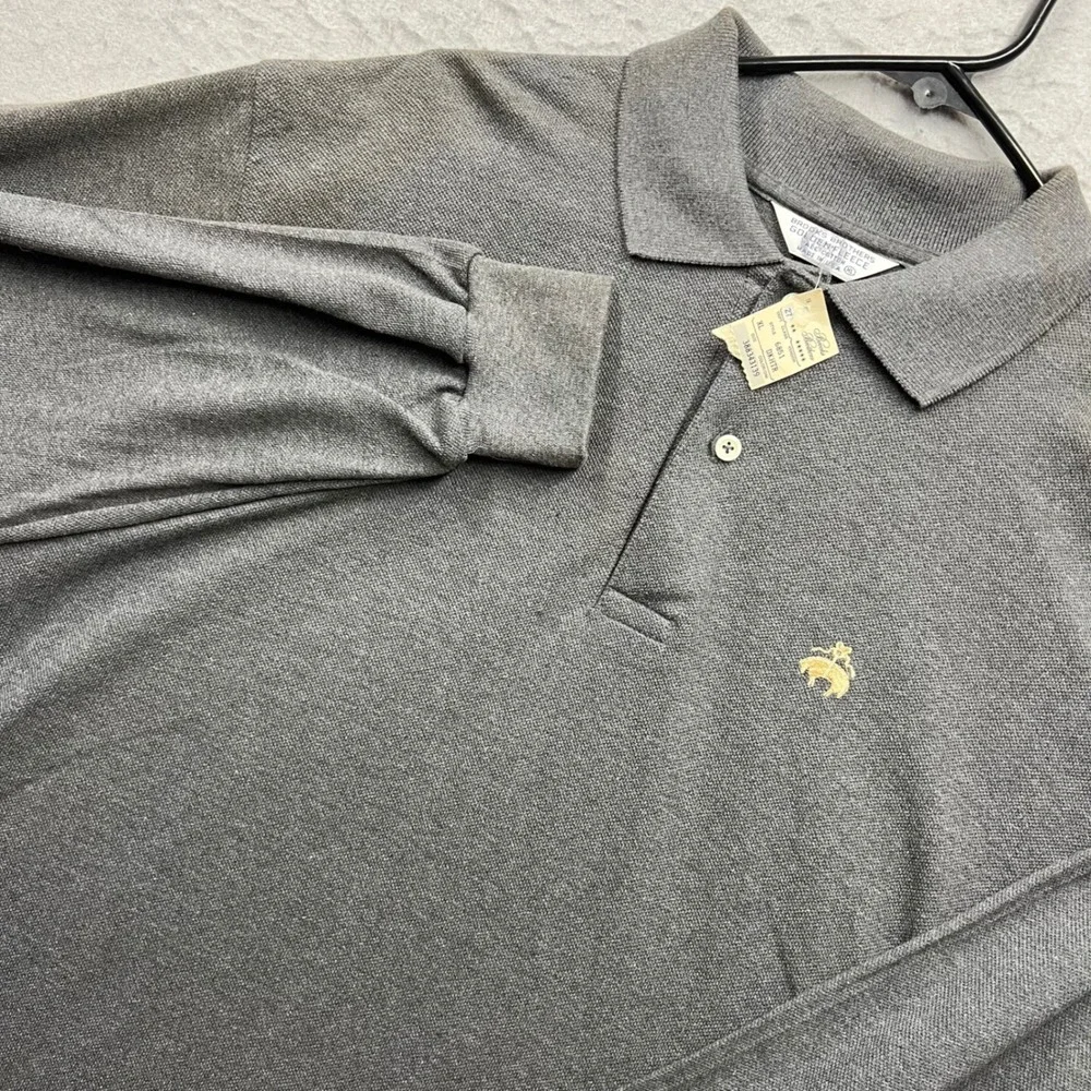 Vintage Brooks Brothers Golden Fleece Long Sleeve Polo Shirt XL Gray Pique USA